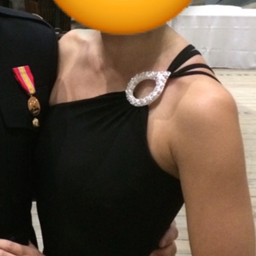 Cache black gown with broach